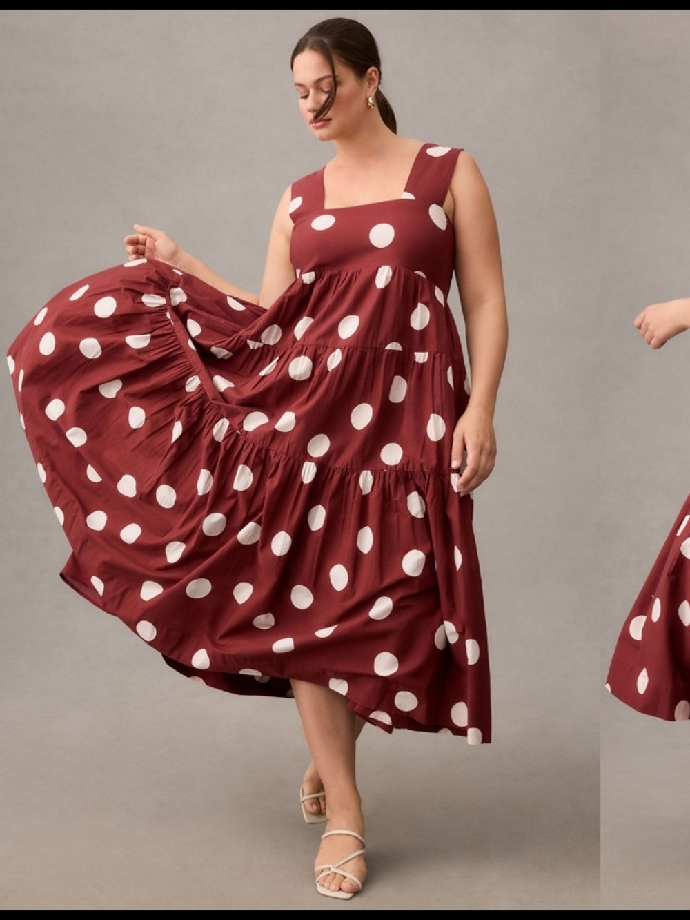 Anthropologie Helena Square-Neck Babydoll Midi Dress Size M